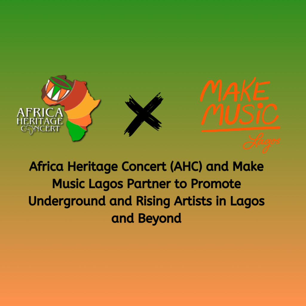 Africa Heritage Concert (AHC) and Make Music Lagos Partner to Promote Underground and Rising Artists in Lagos and Beyond Lagos, Nigeria – 7th Sep 2024 – In a significant step towards empowering underground and fast-rising artists in Lagos and across Nigeria, the Africa Heritage Concert (AHC) is excited to announce its partnership with Make Music Lagos (MML). This collaboration aims to provide a platform for emerging talents to showcase their artistry and contribute to the vibrant musical landscape of Nigeria. AHC, known for celebrating African heritage through music, culture, and the arts, sees this partnership as a natural alignment with MML's mission to promote the joy and benefits of making music. Together, both organisations are committed to creating opportunities for artists who are often overlooked, giving them the exposure they need to reach a broader audience. Through this partnership, AHC and MML will host events, performances, and workshops that highlight the diverse musical talents within the country. By merging AHC’s extensive network in the cultural sector with MML’s established presence in the music industry, this collaboration aims to foster growth, innovation, and collaboration among artists of all genres. "We are thrilled to partner with Make Music Lagos," said Omobosola Karimat Alaka AHC Director . "This collaboration will not only elevate our festival experience but also provide a much-needed platform for young and emerging artists to shine." The partnership will be a key highlight of the upcoming Africa Heritage Concert, scheduled for December 1, 2024, at Eagles Club, Lagos. This event promises to be a dynamic celebration of African music and culture, with performances from both established artists and rising stars. For more information, please contact: Africa Heritage Concert Email: contact@africaheritagefestival.com Phone: +234 816 114 5570 About Africa Heritage Concert Africa Heritage Concert (AHC) is a premier event celebrating African culture, music, and arts. Through performances, exhibitions, and educational initiatives, AHC aims to promote and preserve the rich heritage of Africa. About Make Music Lagos Make Music Lagos (MML) is part of the global Make Music Day movement, promoting the joy of making music in Lagos, Nigeria. MML provides a platform for musicians of all levels to perform, connect, and share their talents with the community.